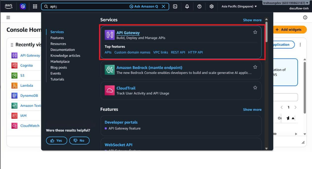 API Gateway Console
