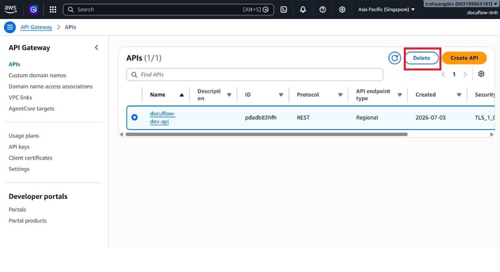 Delete API Gateway