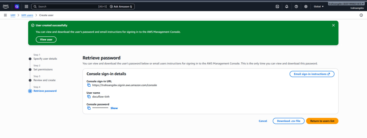 Retrieve the docuflow-tinh password