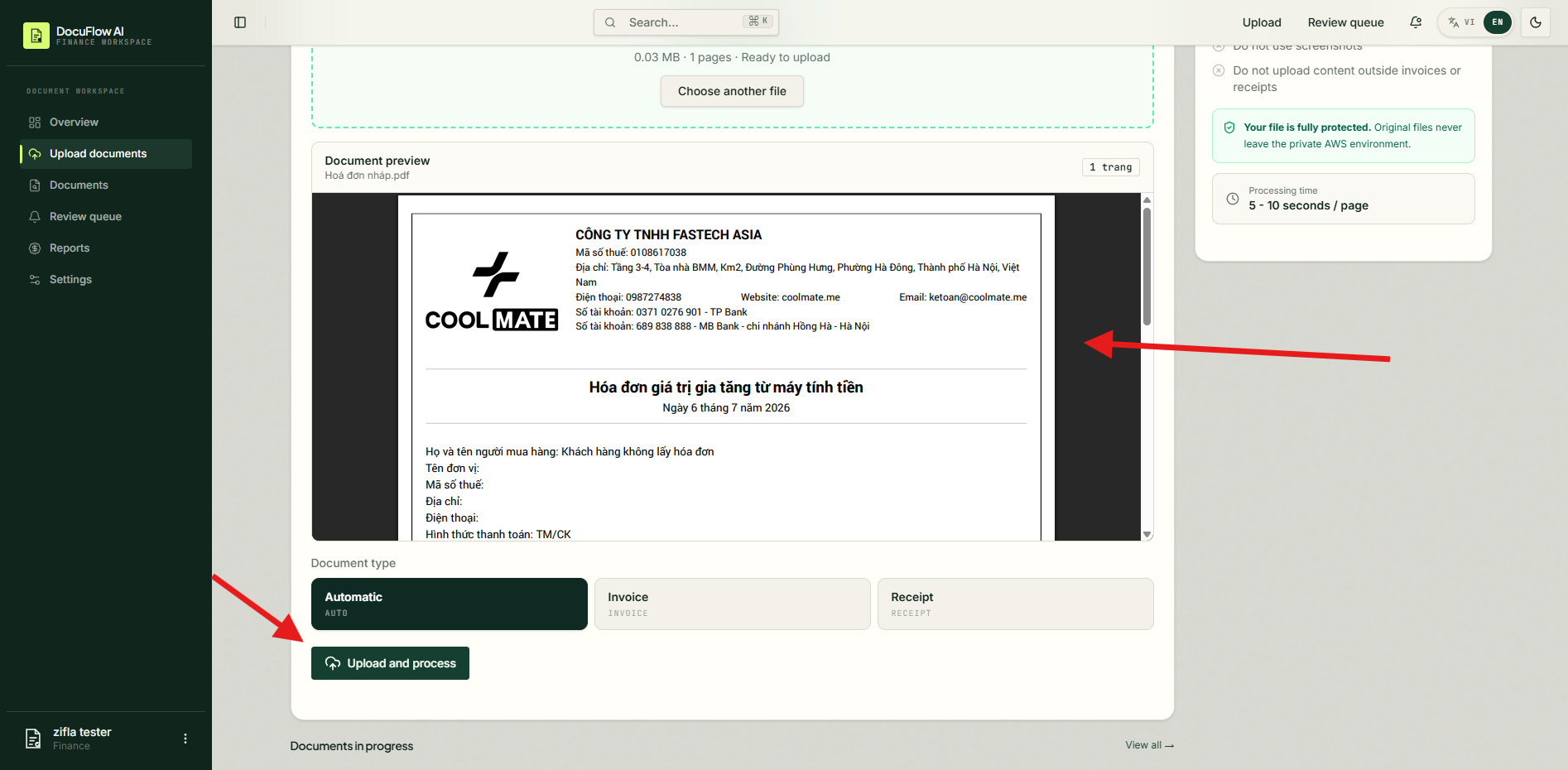 Preview the document before upload