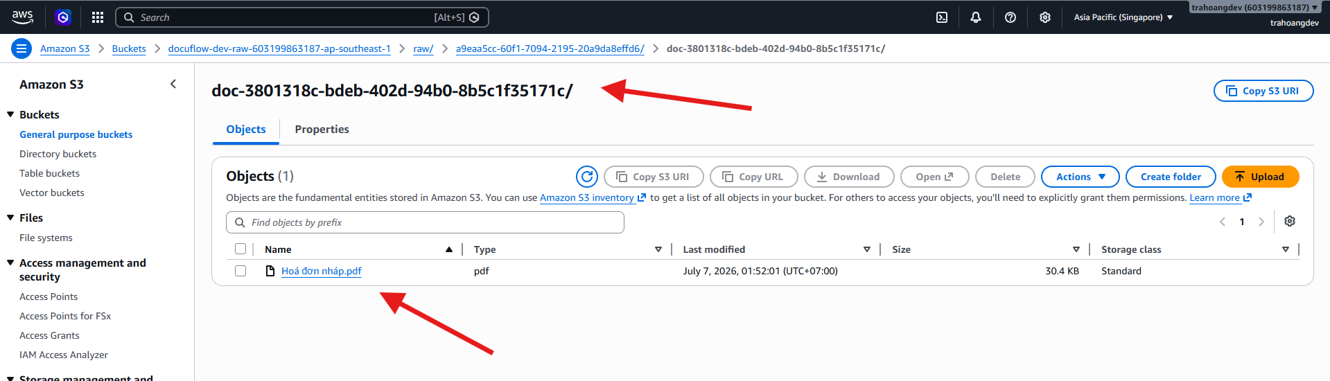 File appears in the S3 Raw bucket