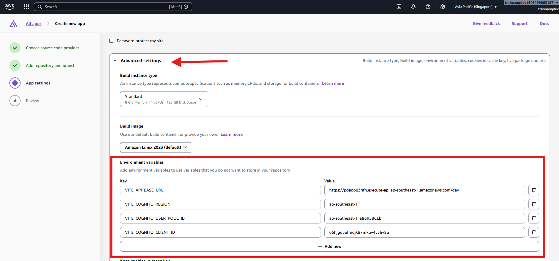 Add production environment variables