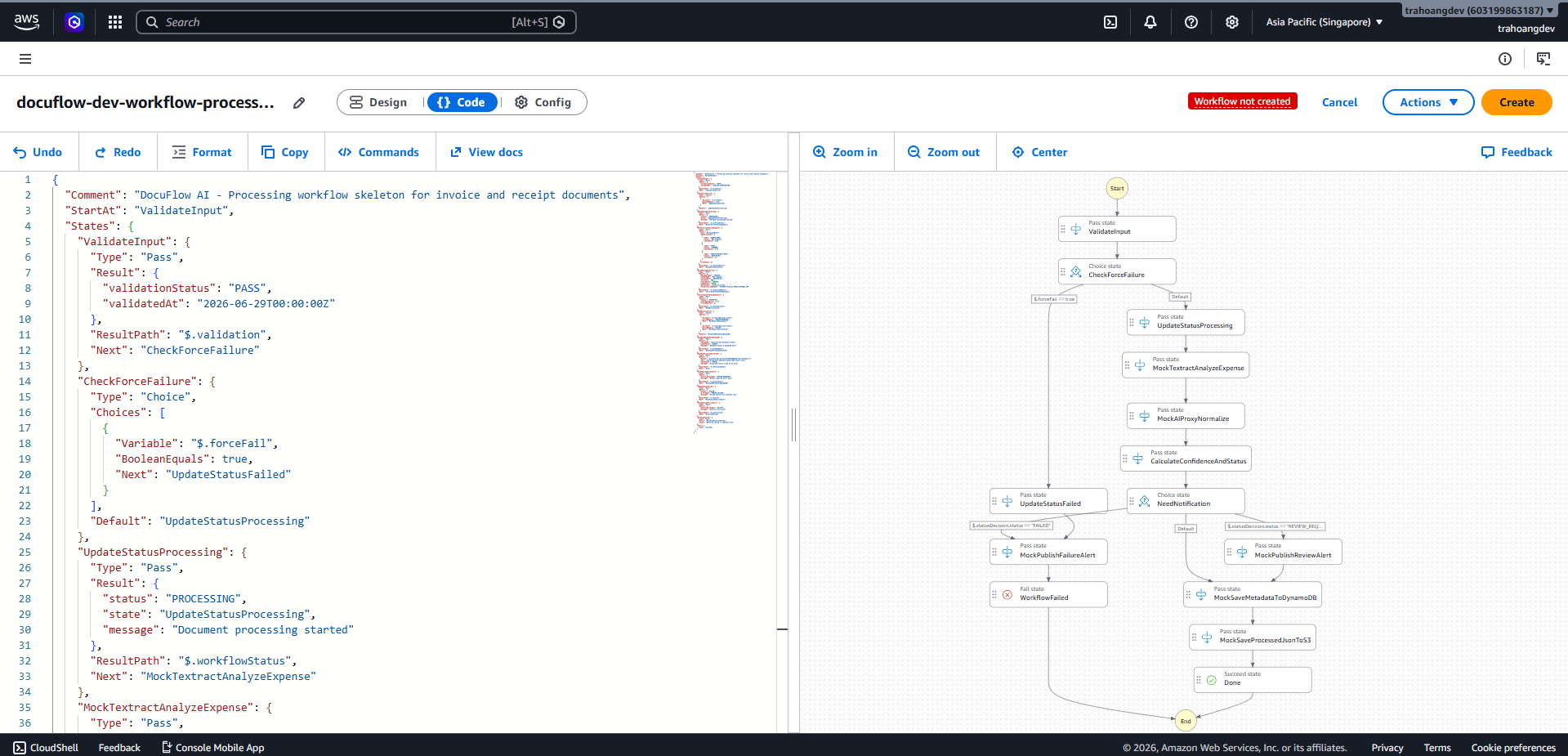 Paste the ASL definition into the JSON editor