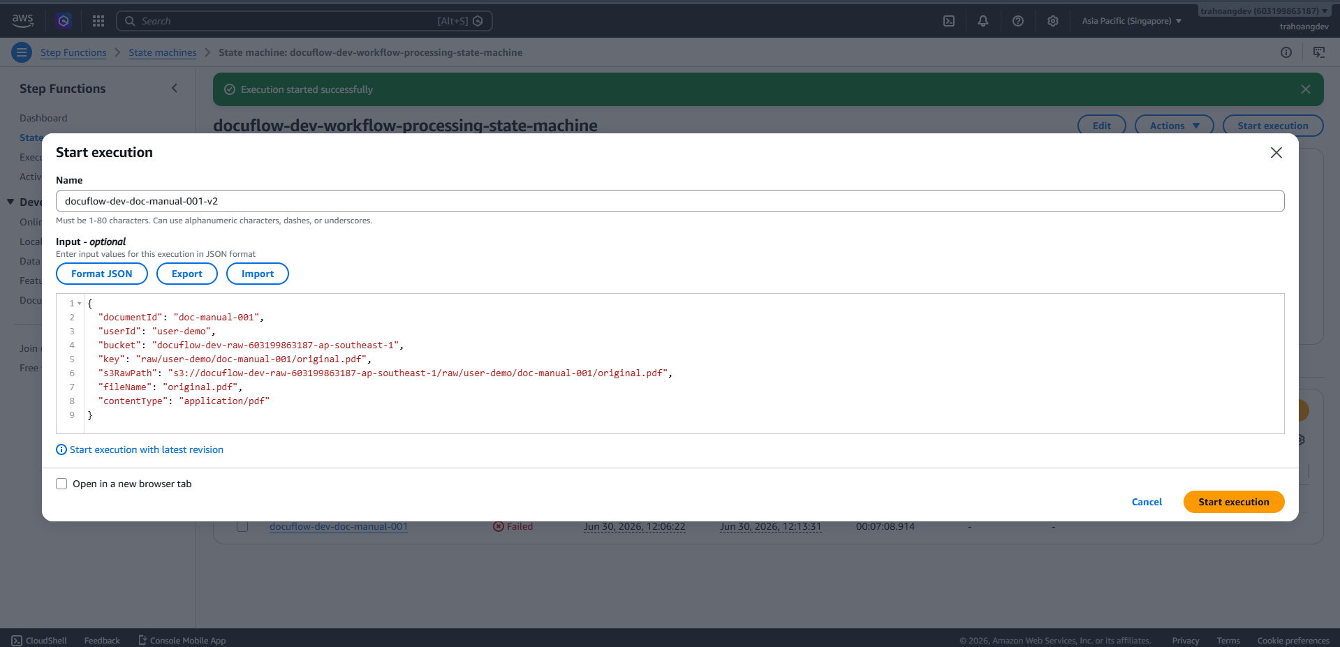 Start the State Machine with sample input